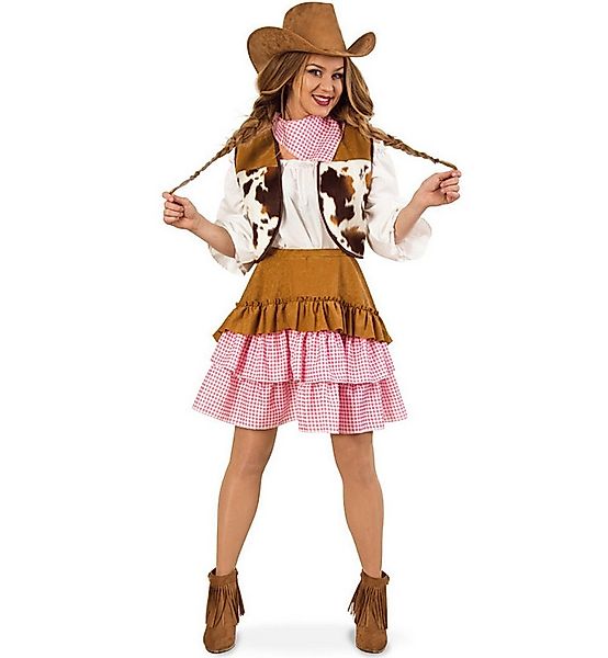 Fries Cowboy-Kostüm Cowgirl Wilder Westen 3-tlg Kleid Weste Tuch Karneval F günstig online kaufen