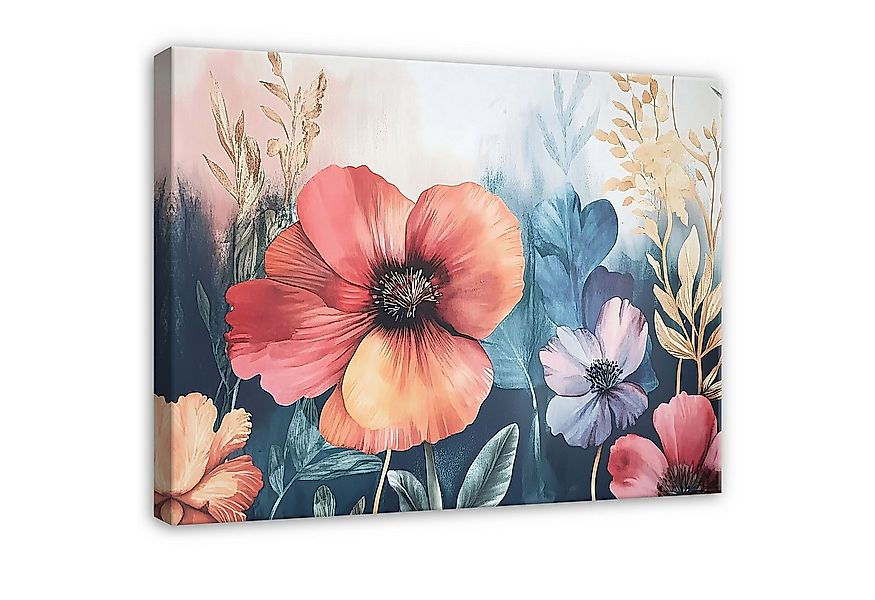 Wallarena Leinwandbild Blumen Aquarell Bunt Leinwand Bilder Wandbild XXL De günstig online kaufen