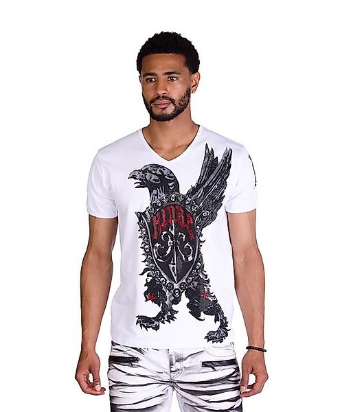KINGZ T-Shirt T-Shirt SLIM Fit mit Adlermotiv und Strass Weiß S günstig online kaufen