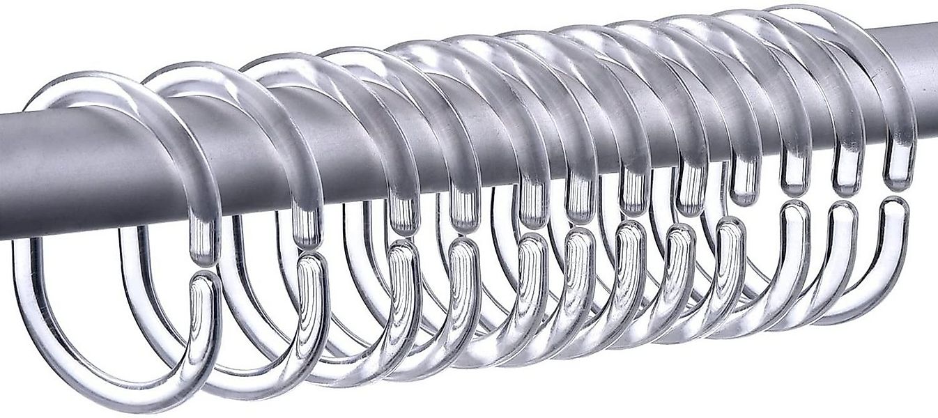 Clever-Kauf-24 Duschvorhangringe 12er Set Duschvorhangringe in klar, durchs günstig online kaufen