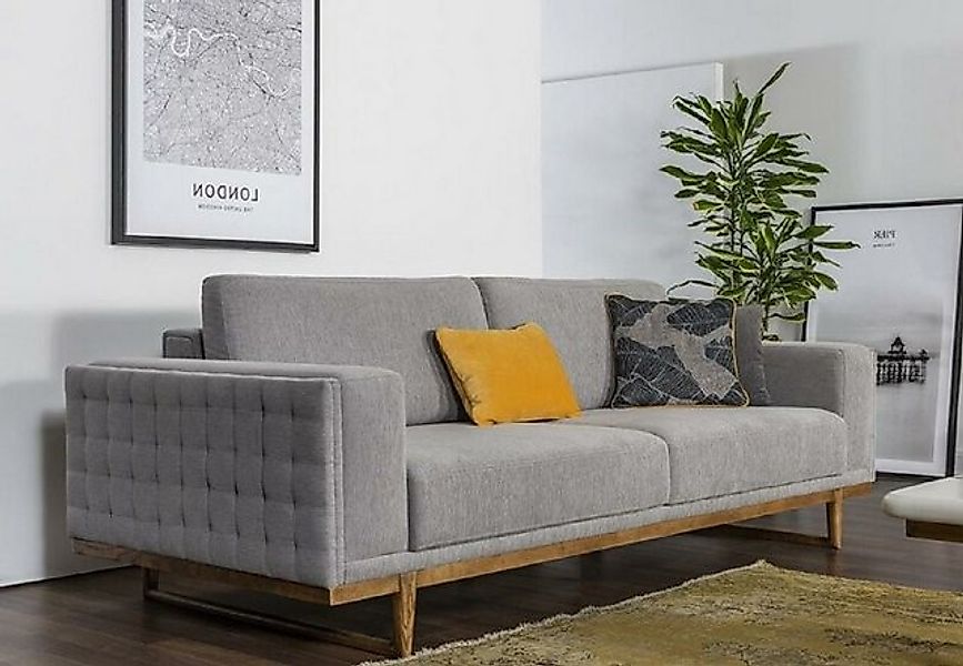 Xlmoebel 3-Sitzer Dreisitzersofa 3-Sitzer Stoffmöbel Modern Grau Couch, 1 T günstig online kaufen