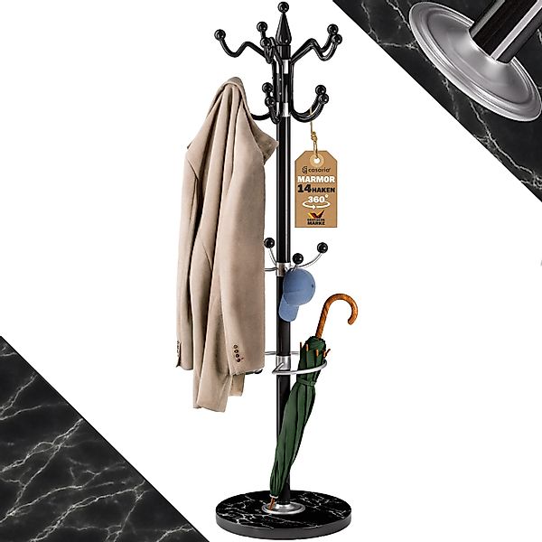 Casaria Kleiderständer, Marmorsockel Metall 14 Haken günstig online kaufen