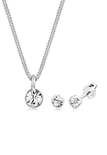 Elli Schmuckset Kette Stecker Glas Kristalle günstig online kaufen