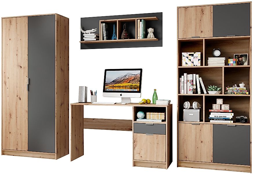 Begabino Jugendzimmer-Set Karla Kleiderschrank, Schreibtisch, Hängeregal, günstig online kaufen