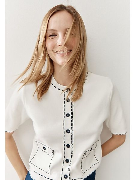 MORE&MORE Strickjacke stylishe Kurzarm-Strickjacke, Ziernähte günstig online kaufen