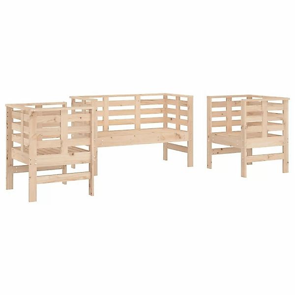 vidaXL 3-tlg Garten-Lounge-Set Massivholz Kiefer Modell 8 günstig online kaufen