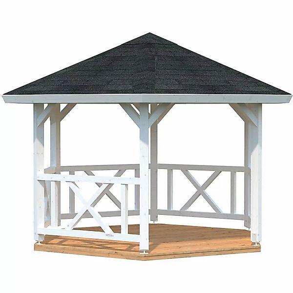 Palmako Pavillon Betty 9,9 m² Weiß Grundiert 337 cm x 337 cm günstig online kaufen