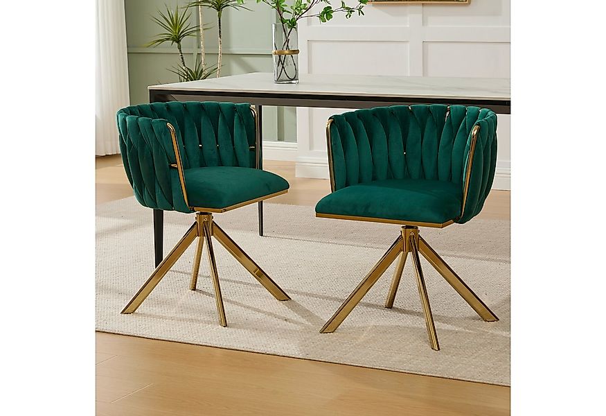 KLAM HOME Esszimmerstuhl Hochwertiger Samt-Drehsessel mit robustem Metallfu günstig online kaufen