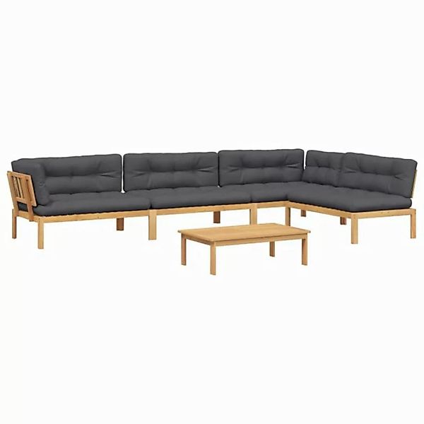 vidaXL Loungesofa 5-tlg. Garten-Sofagarnitur aus Paletten mit Kissen nholz, günstig online kaufen