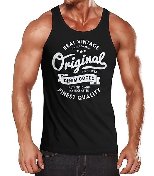 Neverless Tanktop Herren Tank-Top Original Denim Goods Vintage Druck Muskel günstig online kaufen