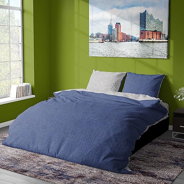 TRAUMSCHLAF Bettwäsche Melangebiber, Biber, 3 teilig, moderner Wende-Look f günstig online kaufen