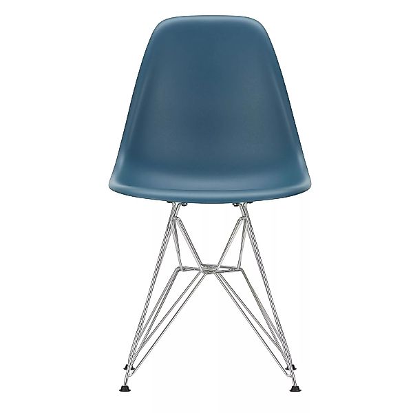 Vitra - Eames Plastic Side Chair DSR Gestell verchromt - meerblau/Sitzfläch günstig online kaufen