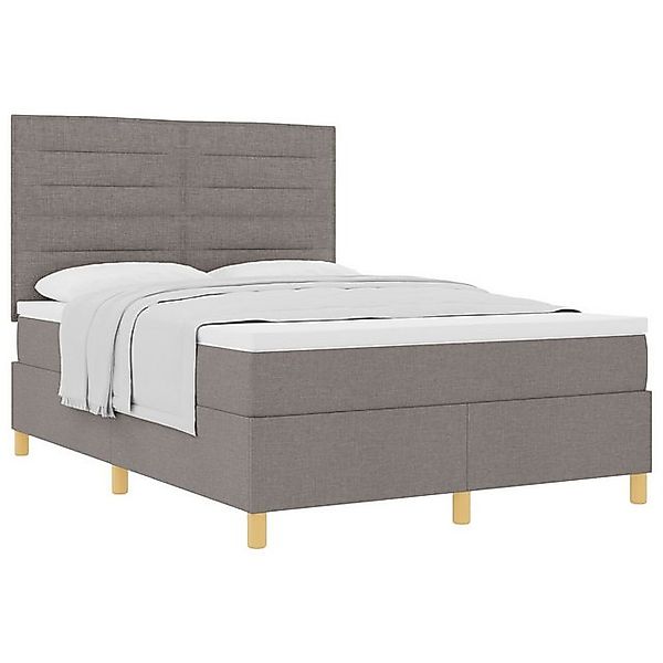 vidaXL Bett Boxspringbett mit Matratze Taupe 140x190 cm Stoff (1-tlg) günstig online kaufen
