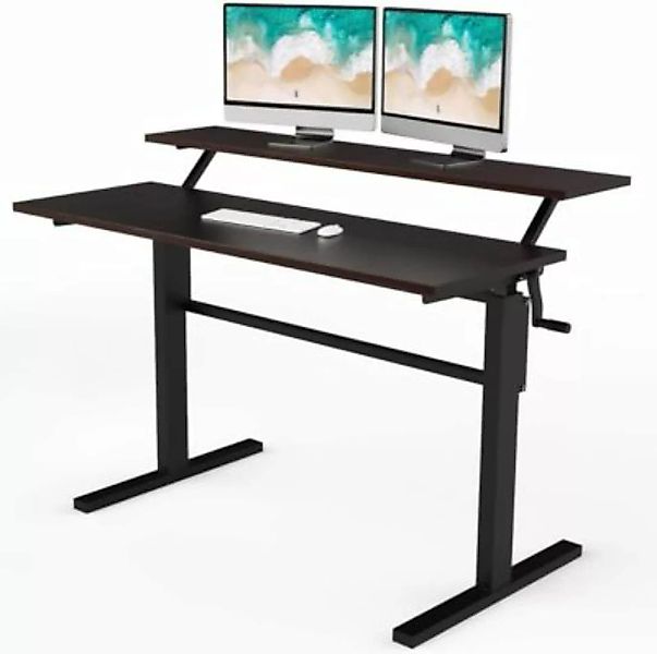 COSTWAY® Sitz-Steh-Schreibtisch höhenverstellbar braun günstig online kaufen
