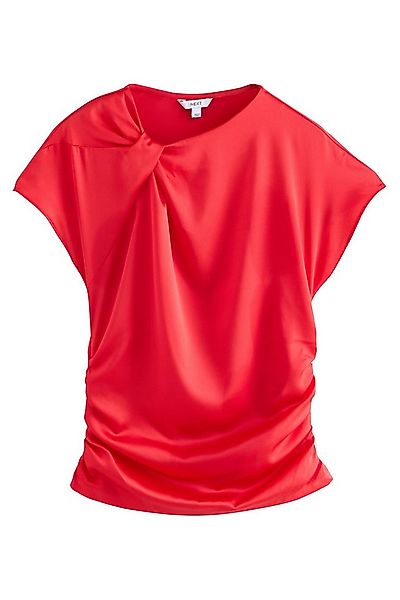 Next Kurzarmbluse Gerafftes Satin-Oberteil mit kurzen Ärmeln (1-tlg) günstig online kaufen