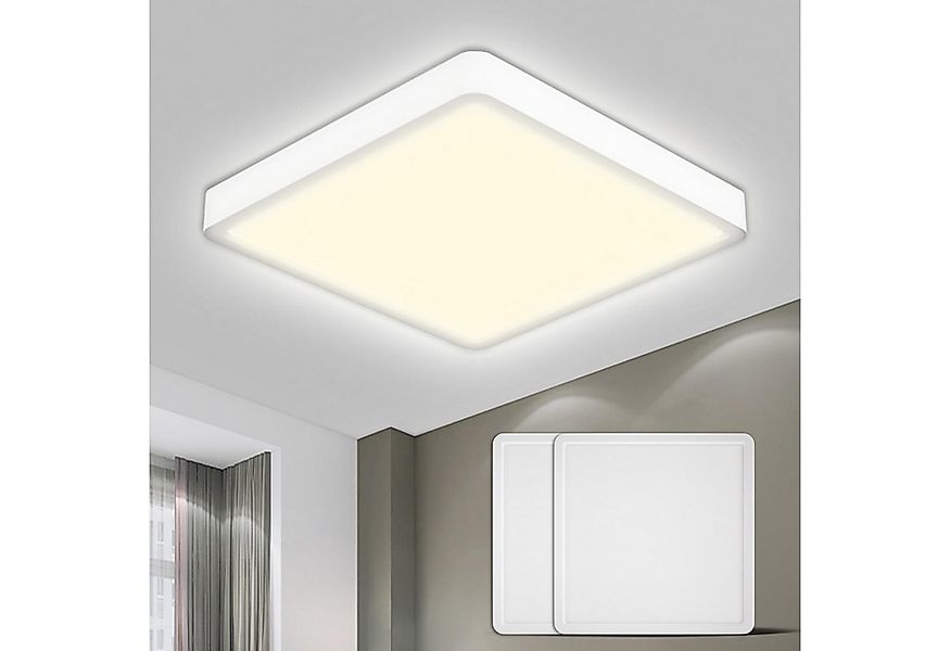 LQWELL Deckenleuchte LED Deckenlampe,Badlampe Quadrat Flach 2 Stück, LED fe günstig online kaufen