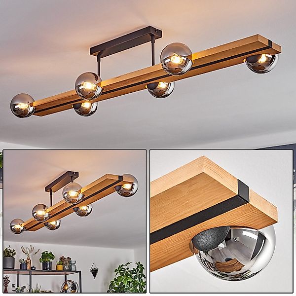hofstein Deckenleuchte Deckenlampe aus Metall/Holz/Glas in günstig online kaufen