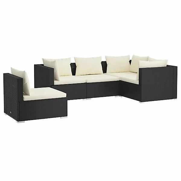 Vidaxl 5-tlg. Garten-lounge-set Mit Kissen Poly Rattan Schwarz günstig online kaufen