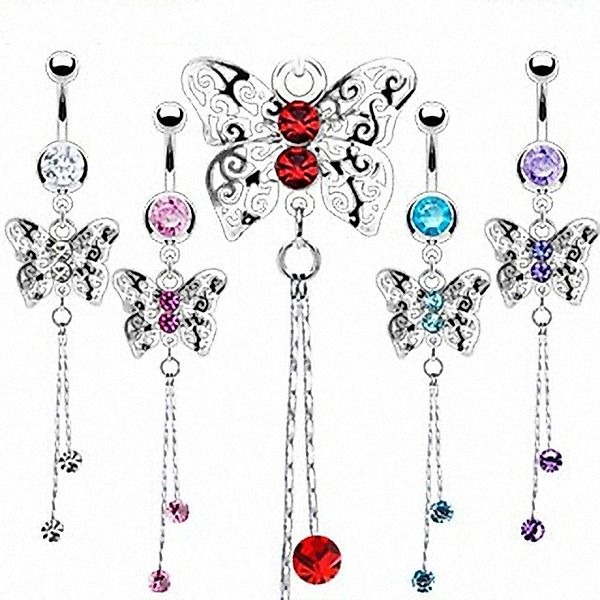 Taffstyle Bauchnabelpiercing Piercing Schmetterling mit Kristall, günstig online kaufen