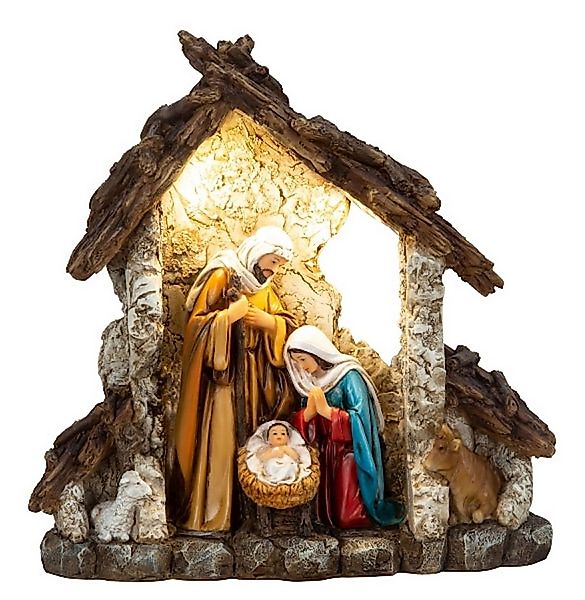 MF Krippenfigur Krippenhaus mit LED Beleuchtung 23cm Polyresin Weihnachtsde günstig online kaufen