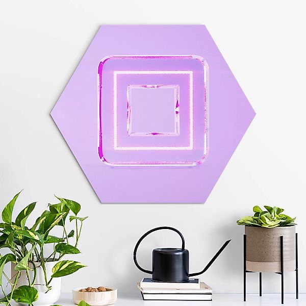 Hexagon-Alu-Dibond Bild Neon Gamer Symbol Square günstig online kaufen
