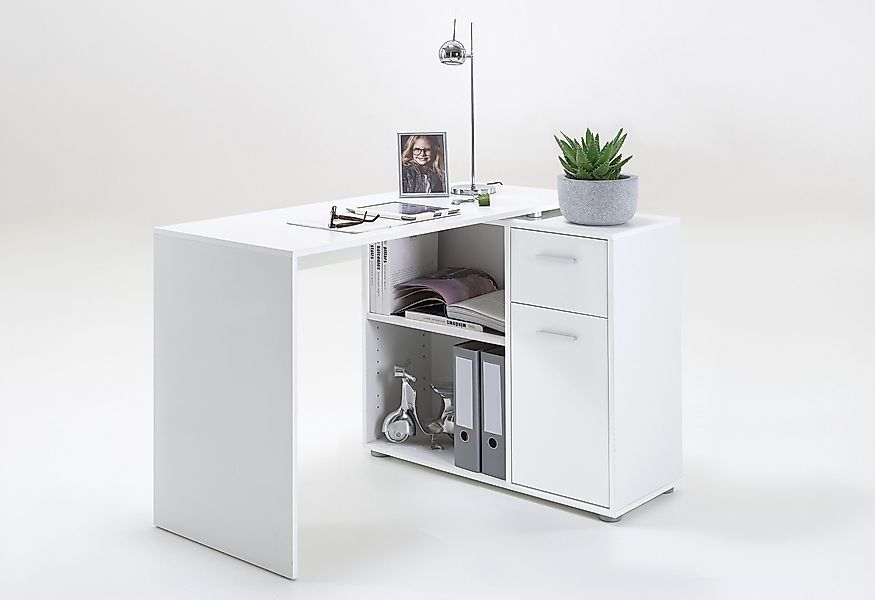 FMD Eckschreibtisch AUGSBURG, Schreibtisch/Sideboard m. Stauraum, günstig online kaufen