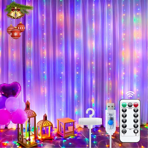 Qualra LED-Lichtervorhang 100/200/300LEDs 8 Modi Lichtervorhang günstig online kaufen