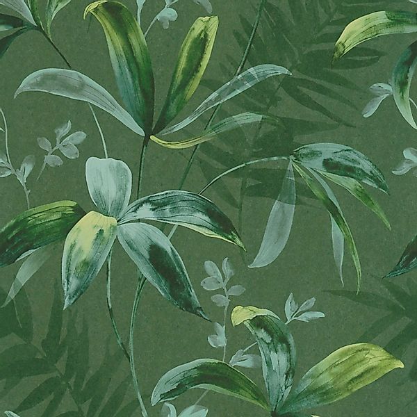 PROFHOME 377042-GU Natur Tapete Dschungel Matt Grün 0,53 m x 10,05 m 5,33 m günstig online kaufen