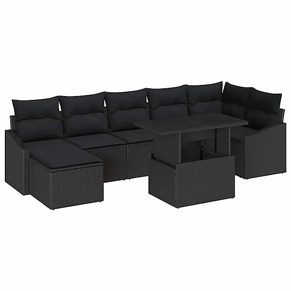 vidaXL Gartensofa-set mit Kissen 8-Tlg Schwarz Poly-Rattan 3349049 günstig online kaufen