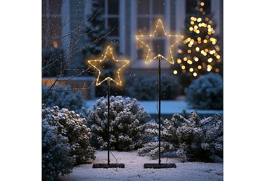 Spetebo Gartenstecker Leuchtstern 2er Set für Außen mit Timer 125 cm + 90 c günstig online kaufen