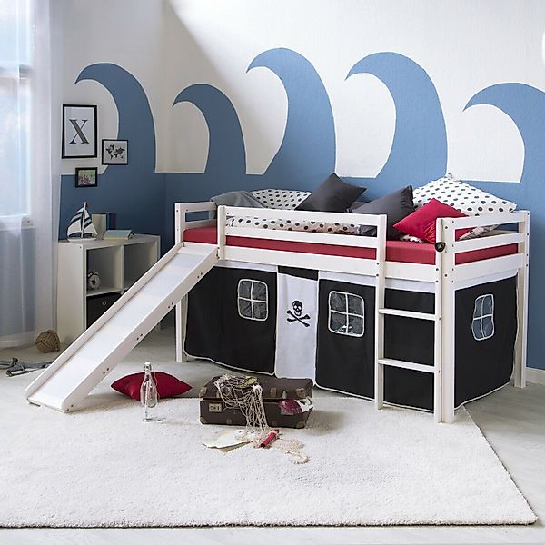 Homestyle4u Hochbett 90x200 mit Rutsche Pirat 1542 günstig online kaufen