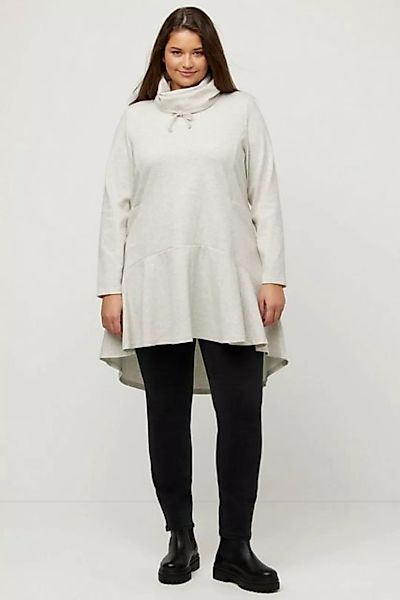 Ulla Popken Sweatshirt Longsweater Fischgrat Volantsaum Stehkragen günstig online kaufen