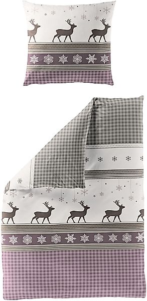 BIERBAUM Bettwäsche "Wichtel" 2 tlg. 100 % Baumwolle, Biber, unterschiedlic günstig online kaufen