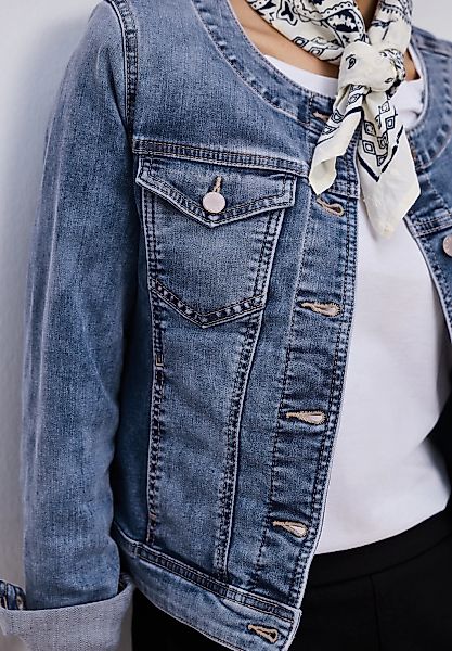 STREET ONE Jeansjacke ohne Kapuze Rundhalsausschnitt günstig online kaufen