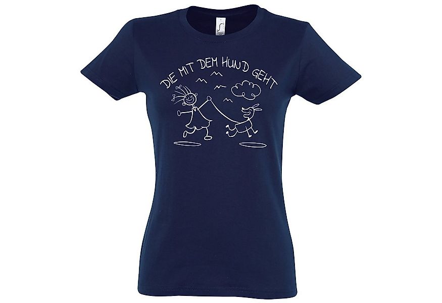Youth Designz T-Shirt Die Mit Dem Hunde Geht Damen T-Shirt mit trendigem Fr günstig online kaufen