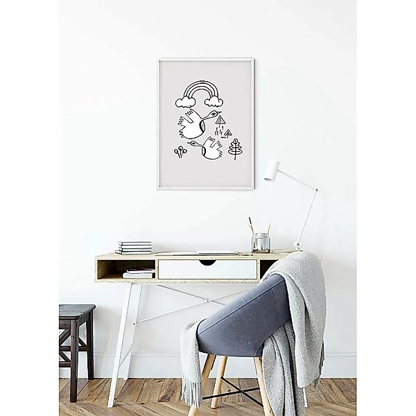 KOMAR Wandbild - Scribble Birdy - Größe: 50 x 70 cm mehrfarbig Gr. one size günstig online kaufen