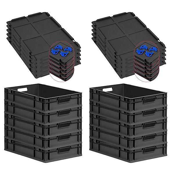 PROREGAL SparSet 10x Eurobox Nextgen Grip Mit Auflagedeckel Und Blauen Vers günstig online kaufen