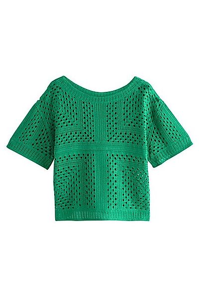 Next Kurzarmpullover T-Shirt mit gehäkeltem Ausschnitt (1-tlg) günstig online kaufen