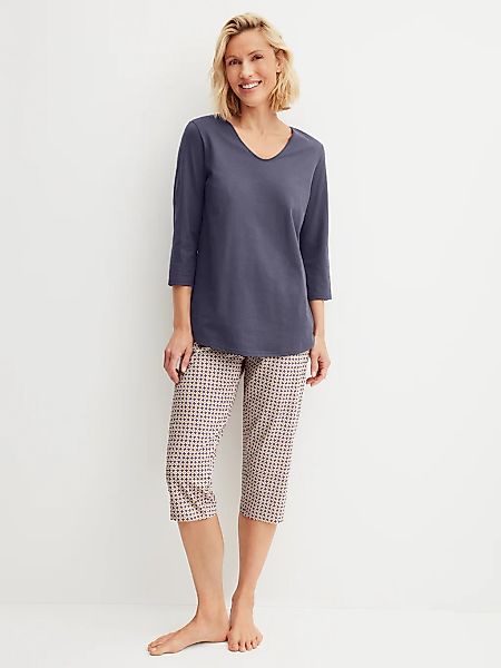 CALIDA Schlafanzug "Graphic Nights" 2 tlg. V-Ausschnitt, Baumwolle, weich, günstig online kaufen