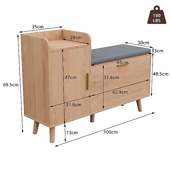FUROKOY Schuhbank Schuhschrank Schuhregal mit Klappen günstig online kaufen