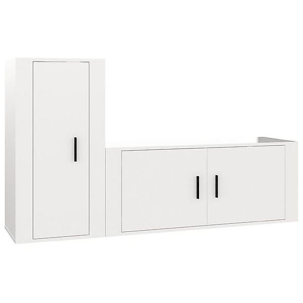 furnicato TV-Schrank 2-tlg. TV-Schrank-Set Hochglanz-Weiß Holzwerkstoff (1- günstig online kaufen