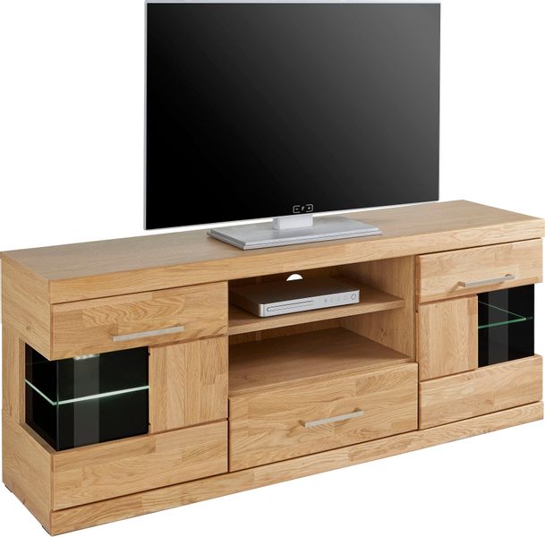 Home affaire Lowboard "Ribe,140cm breit, Fronten Massivholz,6 Fächer,Kabeld günstig online kaufen