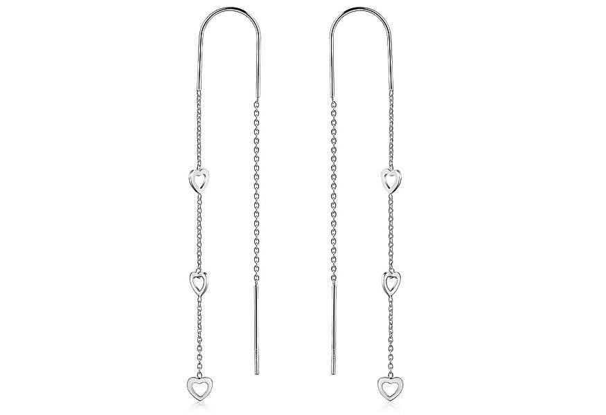 Materia Paar Ohrhänger Damen Silber Durchzieher Herzen lang SO-233, 925 Ste günstig online kaufen