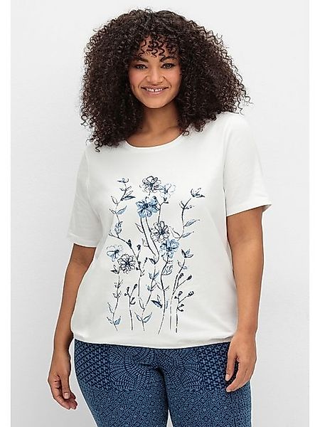 Sheego T-Shirt Große Größen mit Blumenprint und Gummizugbund günstig online kaufen