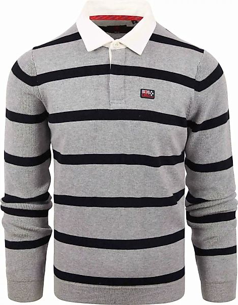 NZA Langarm Poloshirt Cheviot Grau - Größe S günstig online kaufen