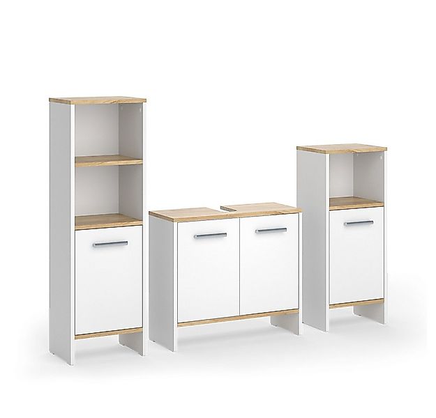 Vicco Badmöbel-Set Karli, Weiß/Goldkraft Eiche, 3-teilig, (3-St., 3er Set) günstig online kaufen