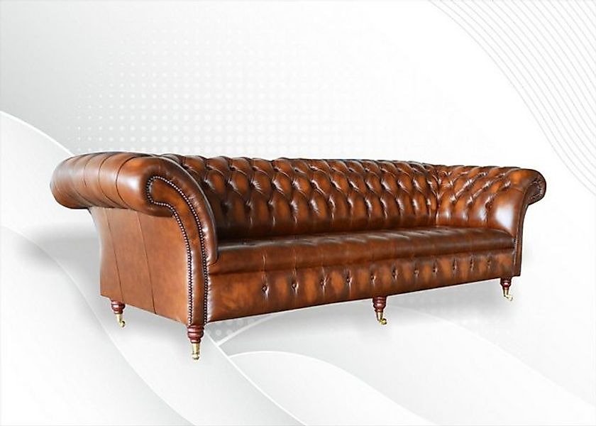 Xlmoebel Sofa Neue 4-Sitzer Ledersofa-Garnitur in braunem Chesterfield-Stil günstig online kaufen