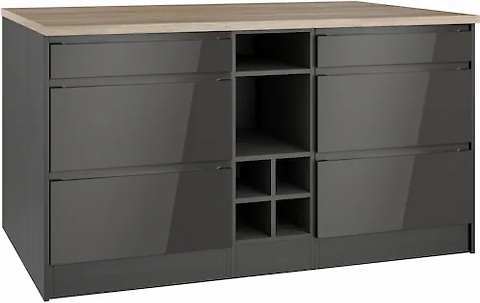 HELD MÖBEL Kücheninsel »Virginia«, Breite 153 cm, MDF-Fronten, Flaschenrega günstig online kaufen