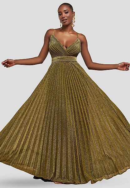 Goddiva Maxikleid Sleeveless Pleated A Line Lurex Maxi Dress Langes Kleid, günstig online kaufen