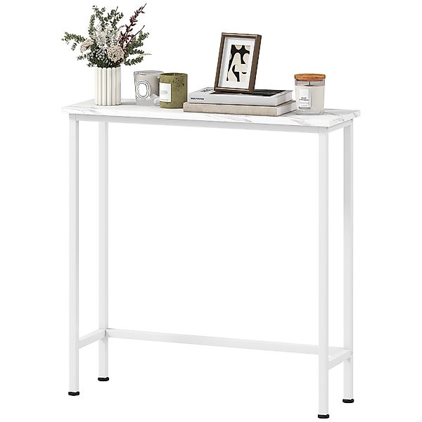 HOMCOM Konsolentisch Flurtisch mit verstellbar Fußpads, Kippschutz, Marmoro günstig online kaufen